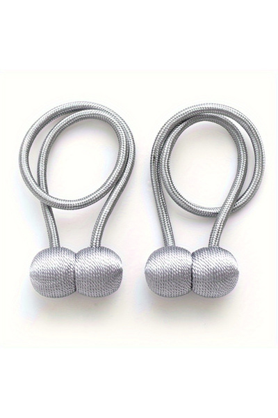 Choice Silvery Grey 2pcs Magnetic Curtain Tiebacks, Earphone Design Curtain H...
