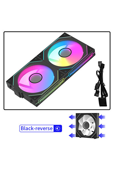 Choice9 A-RGB As Show Reverse Black 2Fan Coolcirc Cableless PC Case Fan 12V/4...