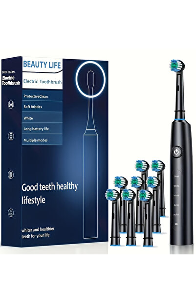 Choice5 Black 8 Brush Electric Toothbrush Rotary Cleaning Teeth Brush Waterpr...