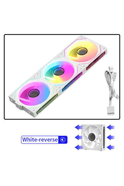 Choice4 A-RGB As Show Reverse White 3in1 Coolcirc Cableless PC Case Fan 12V/4...