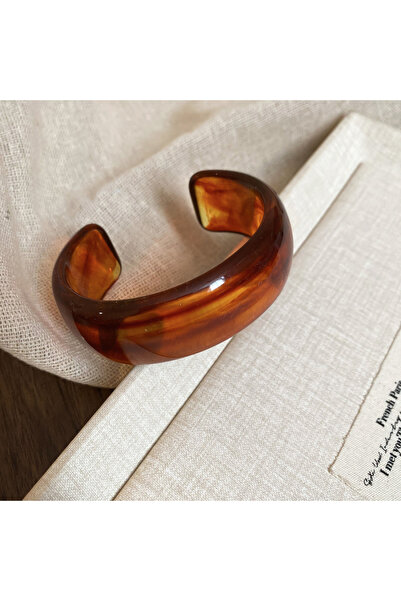 Choice11 Amber Smooth Round Acrylic Cuff Bangles for Women Vintage Exaggerate...