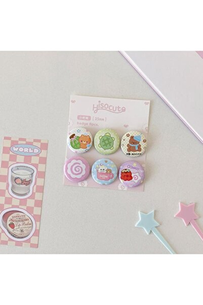 choice2 A2 6Pcs Cute Cartoon Mini Cartoon Button Badge Kawaii Retro Girls Kid...