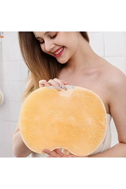 Choice3 orange mat Silicone Rub Back Brush Bathroom Non-slip Wash Foot Pad Ma...