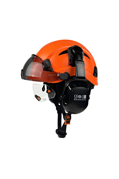Choice5 Orange B Set CE Safety Helmet With Built-In Goggles Earmuffs Hard Hat...
