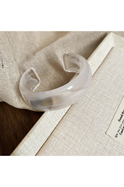 Choice17 White Smooth Round Acrylic Cuff Bangles for Women Vintage Exaggerate...