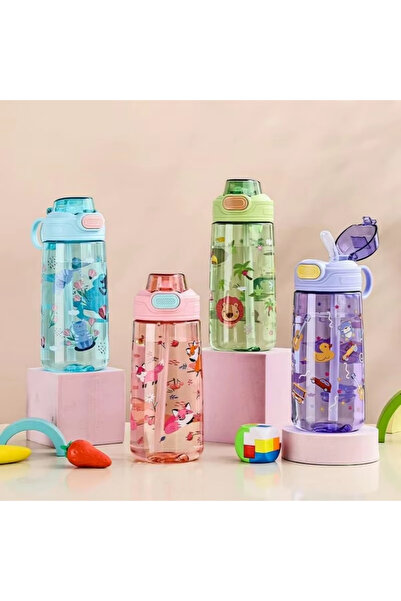 Choice3 0.55L 4PCS 550ml Kids Cartoon Animal Water Bottle with Safety Lock Po...