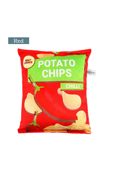 Choice Red Funny Dog Toys Crisps Plush Filled Pets Squeaky Chew Toy Bite-resi...