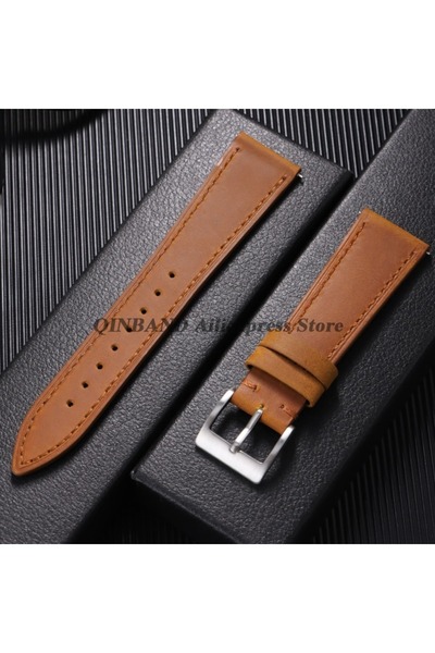 Choice70 20mm Silver Buckle Light Brown 18mm 19mm 20mm 21mm 22mm 24mm Vintage...