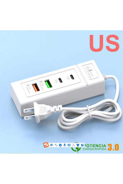 Choice US 2USB 2Type C 4Ports USB Fast Charger Station USB HUB3.0 Multi Split...