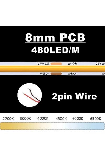 Choice12 10m DC 24V 480 LEDs Per Meter 24V Dimmable 3 Color CCT COB LED Strip...