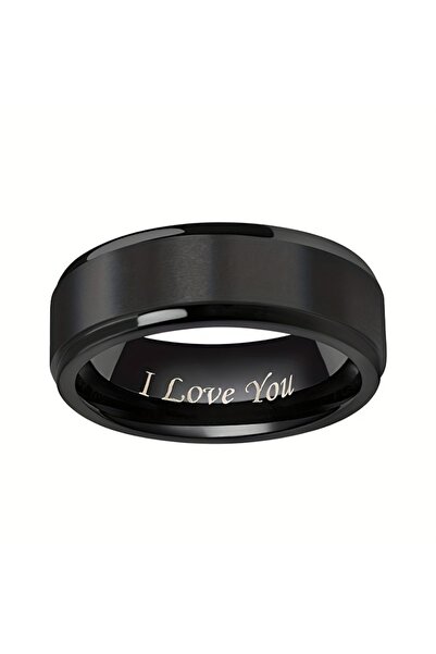 Choice 12 black 1pc I Love You Engraved Titanium Steel Ring - Durable, Hypoal...
