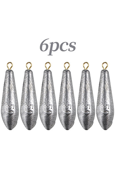 Choice 50g-1.76oz 6 pieces Fishing Weights with Rings, Teardrop Shaped Lead S...