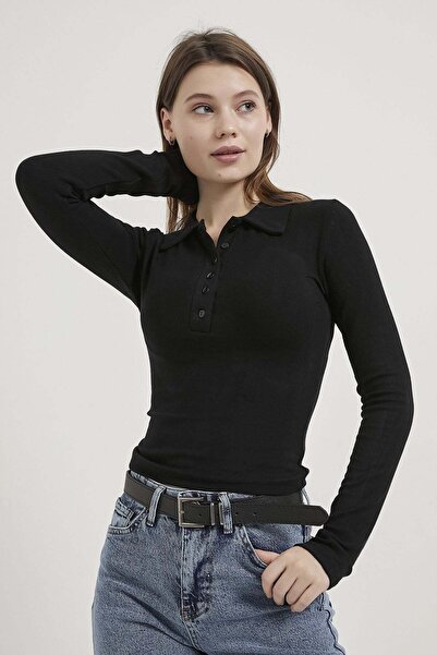 Arma Life Armalife 0119 Collar Detail Buttoned Women's Bodysuit