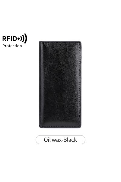 Choice4 QB396-Oilwax-Black Minimalist Ultra-thin Women's Wallet RFID Blocking...