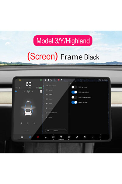 Choice Black For Tesla Model 3 Y Juniper Screen Protector Silicone Frame Disp...