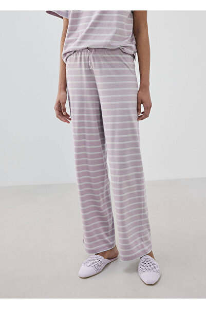 MANGO Woman Pamuklu çizgili pijama pantolon