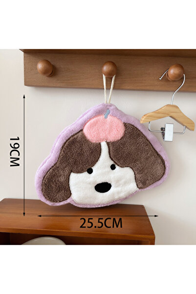 Choice1 Purple Soft and Cute Puppy Hand Towel Hanging Type Absorbent Quick Dr...