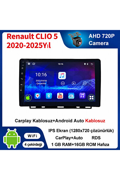 coni Renault CLIO 5 2020-2025 Yıl uyumlu 1GB Ram 16GB Rom Hafıza Android Kabl...