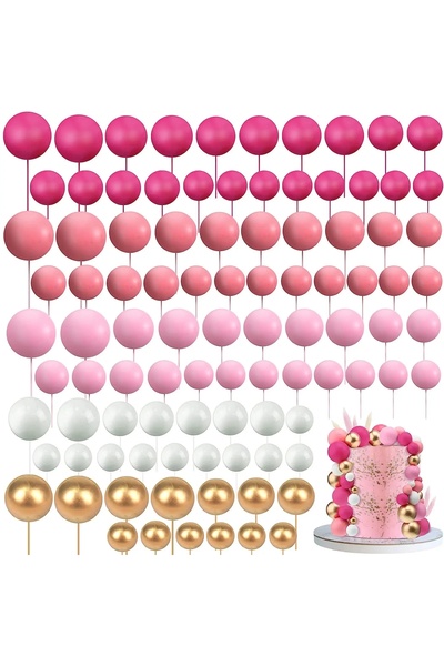 choice2 rose pink 110Pcs Balls Cake Topper DIY Cake Insert Topper Foam Cake B...
