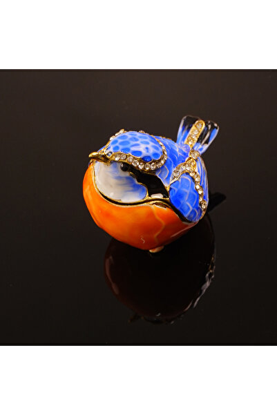 Choice1 Blue Hand-Painted Blue Magpie Mini Jewelry Box - Zinc Alloy Multi-Pur...