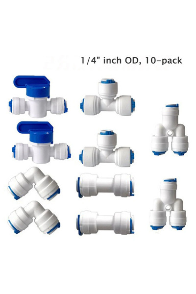 Choice4 10 mixed kit A 1/4" 3/8" O.D. Quick Connect Push In RO Water Tube Str...