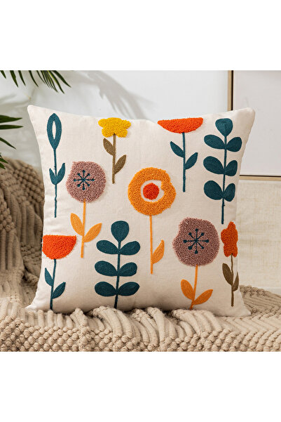 Choice 45x45cm C Embroidered Throw Pillow Cover 45x45cm Soft Cozy Cotton Outd...