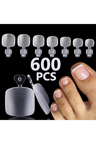 Choice أظافر قدم صناعية مصقولة قصيرة مربعة الشكل باللون الأبيض، 120/150/600 ق...
