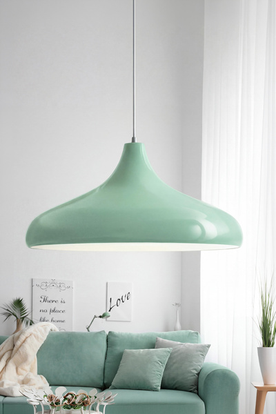 Marrien Nova Mint Yeşil Metal Sarkıt (35 cm) Yemek Masası Üstü Avize Mutfak &...