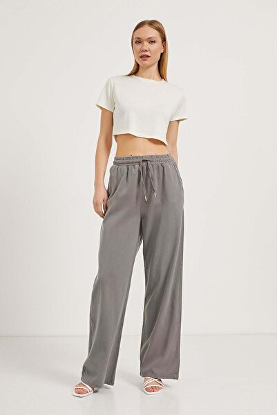Arma Life Women's Wide Leg Smoked Palazzo Trousers with Elastic Waist