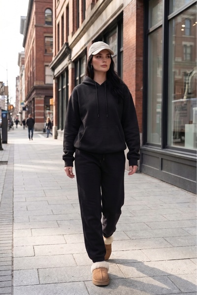 NO 601 Women's Black New York Hooded Tracksuit Set