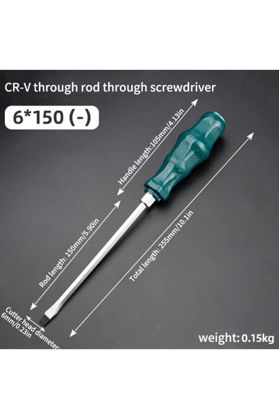 Choice7 6x150 Slotted Super Hard High Manganese Steel Impact Screwdriver - Ex...