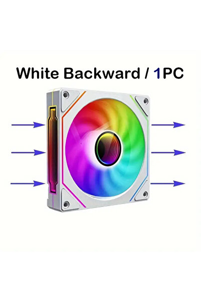 Choice مروحة تبريد علبة PRISM IV PRO بيضاء A-RGB بيضاء خلفية 1 قطعة 120 مم 5 ...