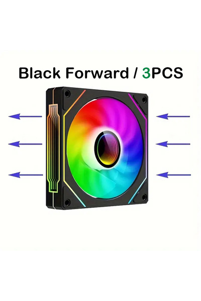 Choice7 A-RGB WHITE Black Forward 3pcs PRISM IV PRO Case Cooling Fan 120mm 5V...