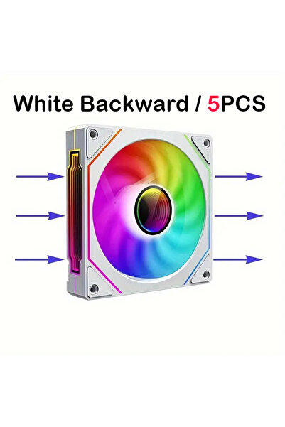 Choice1 A-RGB WHITE White Backward 5pcs PRISM IV PRO Case Cooling Fan 120mm 5...