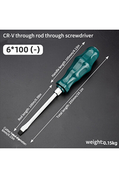 Choice3 6x100 Slotted Super Hard High Manganese Steel Impact Screwdriver - Ex...