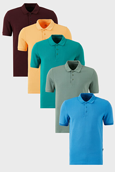 Buratti Cotton Regular Fit Buttoned Polo Neck 5 Pack t Shirt Men's t Shirt 59...