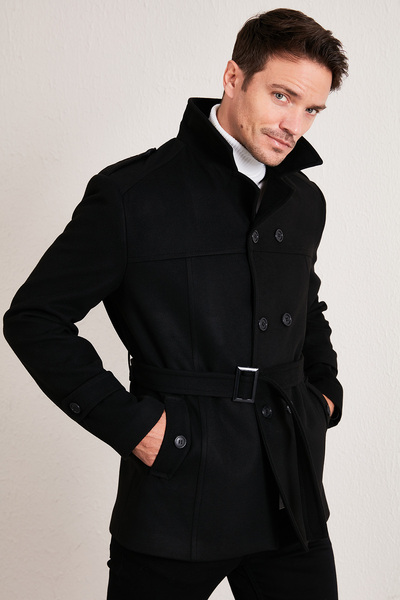 Buratti Slim Fit Cepli Pamuklu Kaşe Kaban Erkek KABAN 5841015