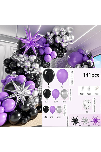 Choice Other MULTI 141pcs Purple, Black, Silver Balloon Garland Arch Kit for ...