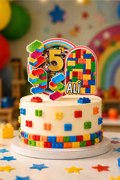 caketopper Puzzle, Blok Temalı Erkek Çocuk Doğum Günü Isme Özel 3d Pasta Part...