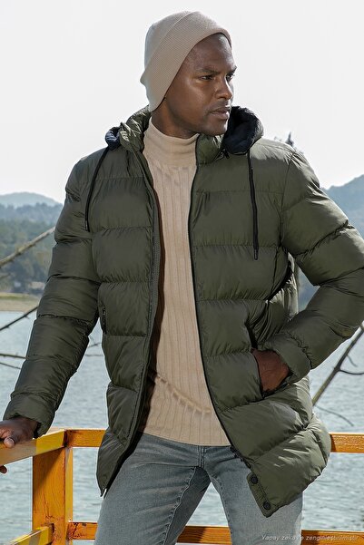 Buratti Slim Fit Water and Wind Resistant Removable Hooded Puffer Coat Men's ...