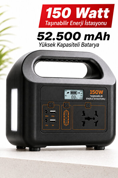 EXENAR Taşınabilir Güç İstasyonu 150W 52.500 mAh Power Station AC Prizli USB ...