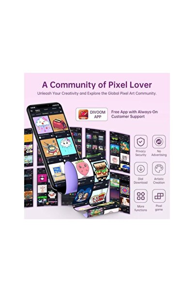 DIVOOM ساعة رقمية للألعاب من تايمز جيت مع تطبيق ذكي للتواصل الاجتماعي وشاشة عرض بيكسل آرت