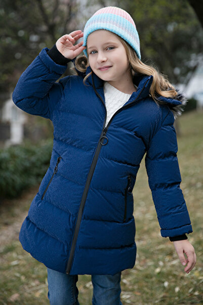 Lela Girl's Winter Coat with Faux Fur Collar, Plush Lining, Removable Hooded ...