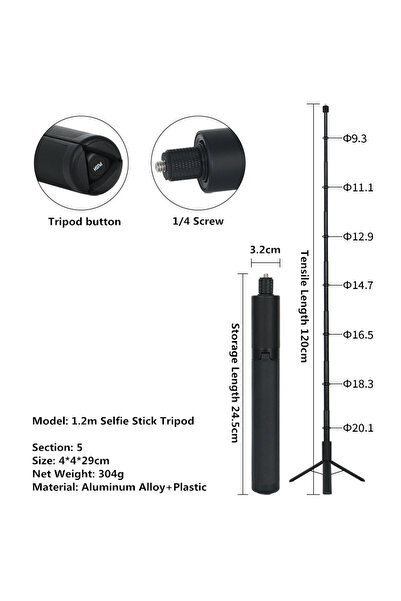 Choice 120CM Invisible Selfie Stick for GoPro 13 12 11 10 9 8 Insta360 X5 X4 ...