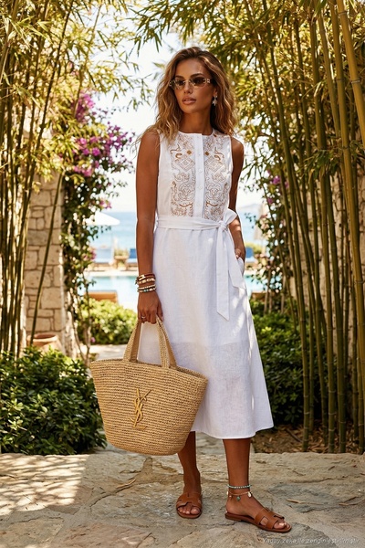 Lela Rochie midi fără mâneci, cu broderie, croială normală 611EL00959