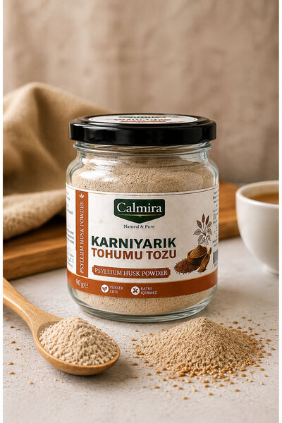 CALMİRA Karnıyarık Tohumu Tozu 90g | Psyllium Husk Powder | Karnı Yarık Otu %...