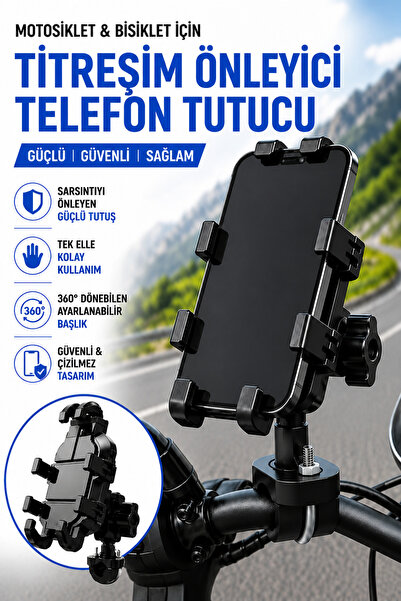 EXENAR Suport telefon anti-vibrații pentru motocicletă, cu montare pe ghidon,...