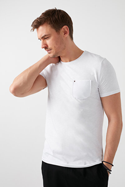 Buratti 100% Cotton Slim Fit Crew Neck Pocket T Shirt Men's T Shirt 5902000