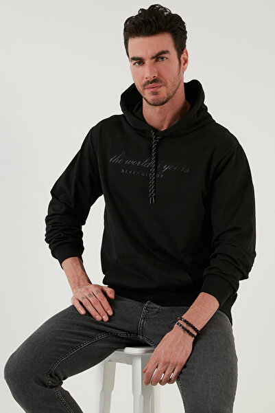 Buratti Slim Fit Printed Hooded Kangaroo Pocket Cotton Sweat Men's Sweat 5414018