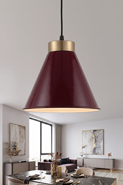 Marrien Liva Bohem Gold Bordo Metal Sarkıt (20 cm) Yemek Masası Üstü Avize Mu...